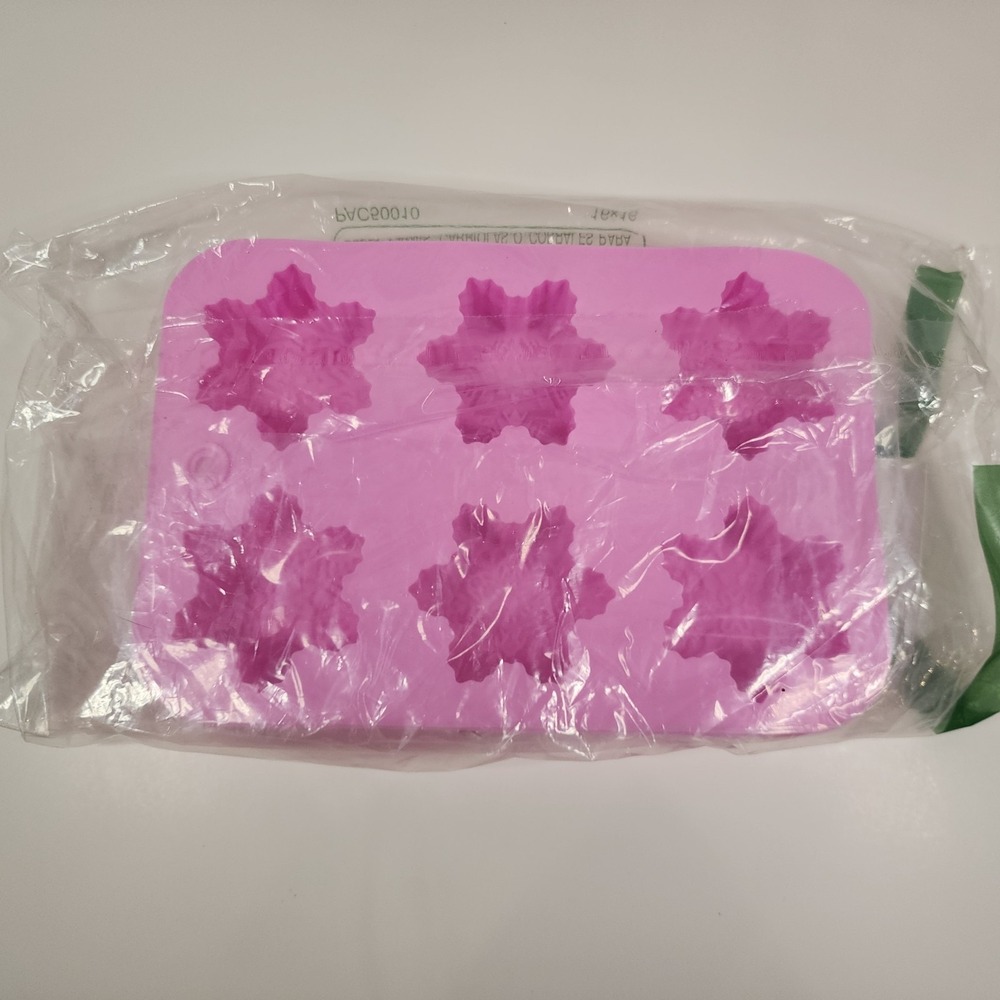 2 Pack Silicone Snowflake Mold 12 Cavity Candy Chocolate Soap Resin Pink